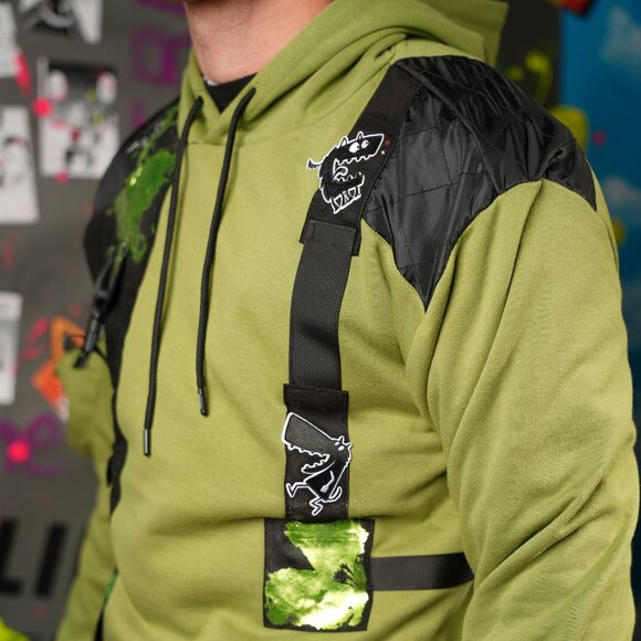 Upcycled Unisex Festival Pullover Hoodie, Street Style, Size L - Picture 4 of 11